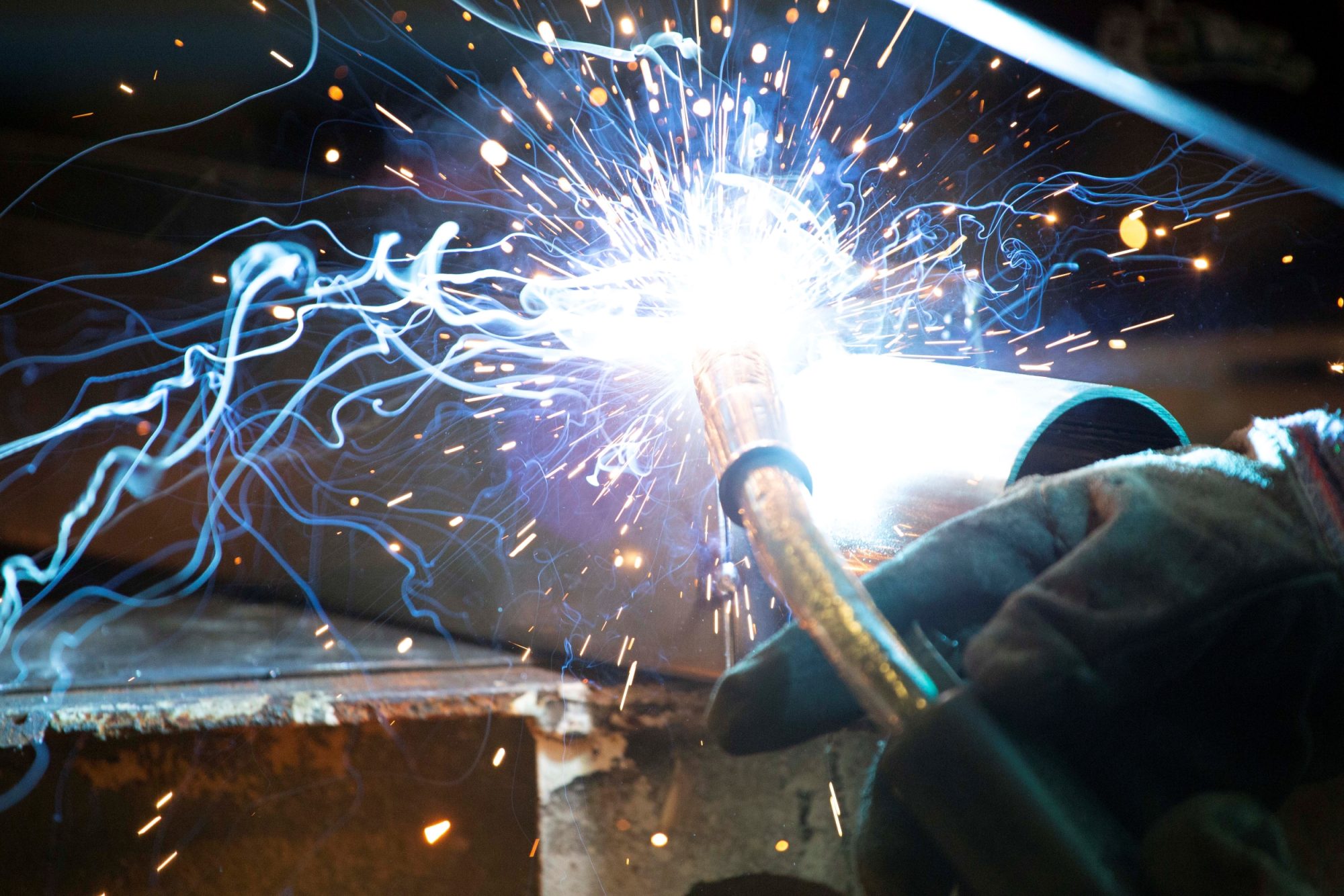 close up of welding a pipe